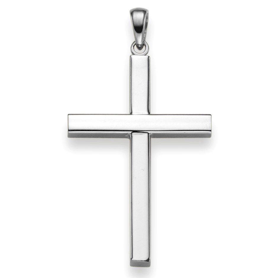 18 Karat Gold Kreuz Anhänger Mit Jesus - 35x26mm Bicolor Gelbgold Weißgold