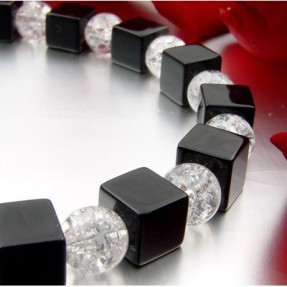 Designer-Armband Onyx & Bergkristall & 925 Silber 