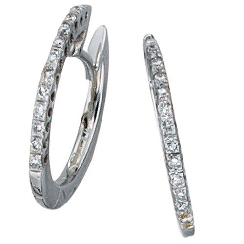 Ohrringe Creolen, 24 Diamant-Brillanten, 750/- Wei�gold