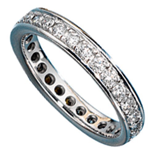 Memory-Ring, Memoryring mit Diamanten, 585 Wei&szlig;gold