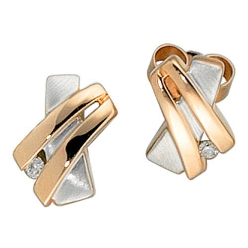 Ohrschmuck Ohrstecker mit Diamanten, 585 Gold Rotgold