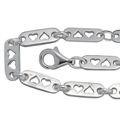 Halskette Collier, Herzen & 925 Silber Echtsilber, 42cm