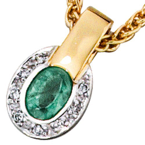 Anh�nger, Diamant-Brillanten & Smaragd & 585 Gelbgold