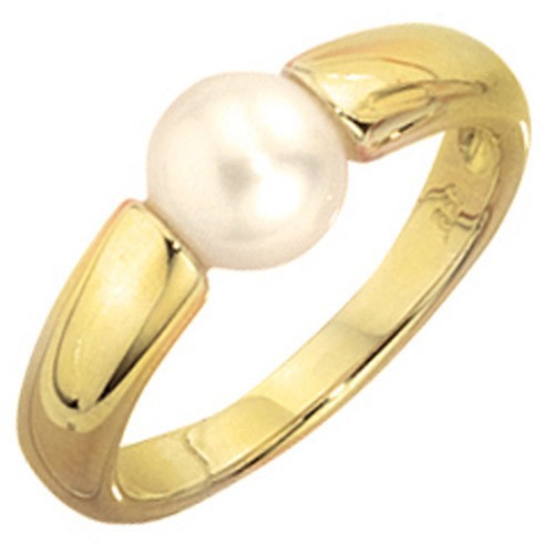 Ring, Damenring, Süßwasser-Zuchtperle & 333 Gelbgold