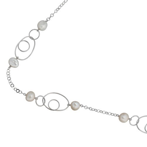 Designer-Kette Collier aus Süßwasser-Perlen, 925 Silber