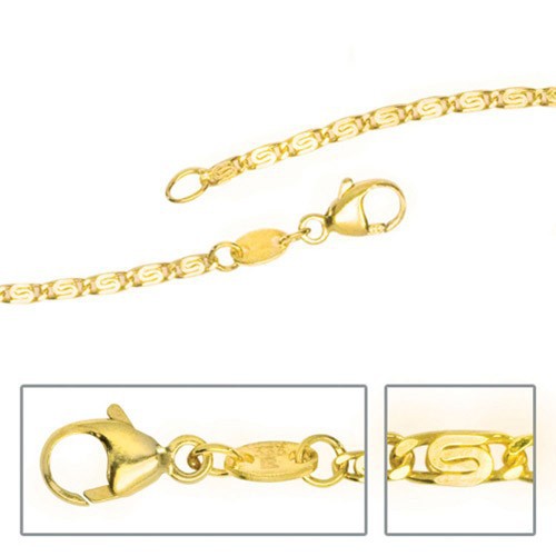 1,6mm S-Panzer Kette Collier Panzerkette 333 Gold, 38cm