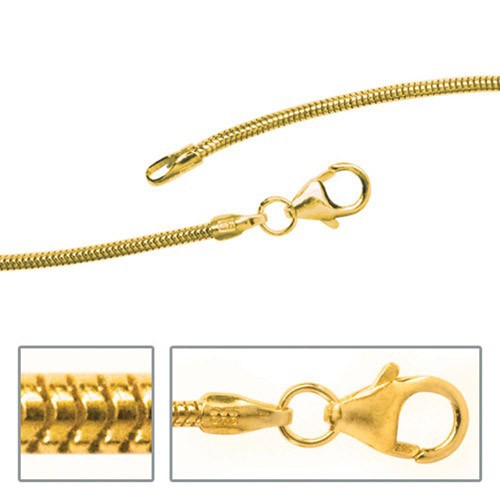 Schmuck-Krone - Goldschmuck 1,4mm Schlangenkette Kette rund, 585 Gold Gelbgold 60cm