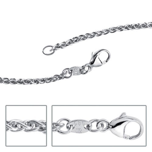Schmuck-Krone - Goldschmuck 1,8mm Zopfkette Kette Collier, 585 Wei�gold 14Kt, 50cm