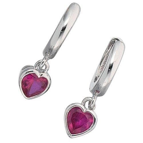 Creolen Creole Ohrschmuck mit Zirkonia pink, 925 Silber Sterlingsilber