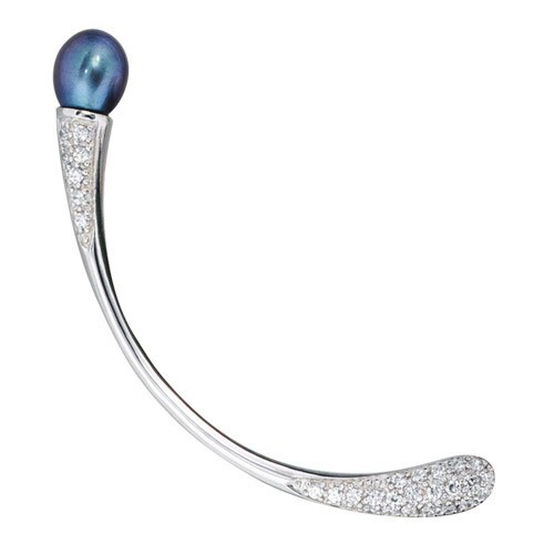Brosche Anstecker mit Perle, Zirkonia, 925 Echt Silber Sterlingsilber