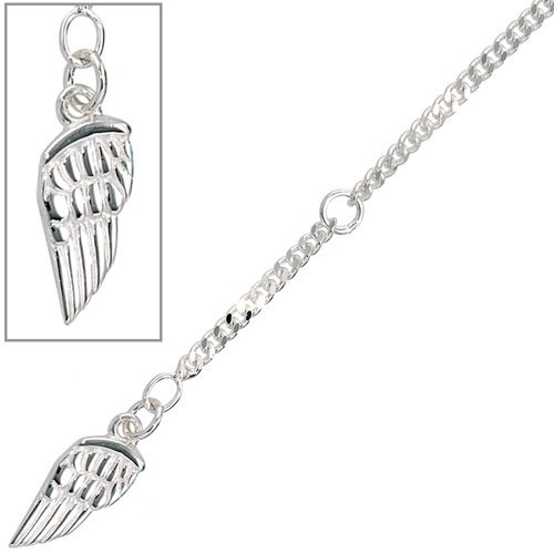 Fußkette Fußkettchen Flügel, 925 Echt Silber Sterlingsilber, 25cm
