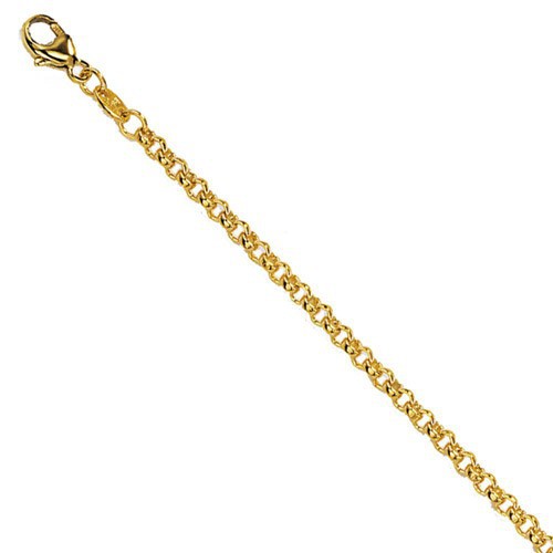 Schmuck-Krone - Goldschmuck 2,5mm Erbskette Kette aus 585 Massiv Gold Gelbgold, Goldkette, 45cm
