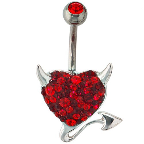 Piercing Herz rot, mit Swarovski Elements, 925 Silber rhodiniert, Damen
