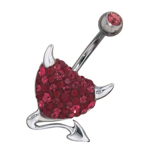 Piercing Herz rot, mit Swarovski Elements, 925 Silber rhodiniert, Damen