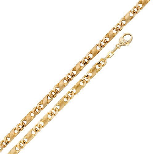 Schmuck-Krone - Goldschmuck Armband aus 585 Gold Gelbgold teilmattiert, massiv, 21cm, Unisex