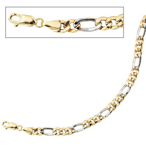 Armband aus 333 Gold, Gelbgold & Weißgold, bicolor, Goldarmband, 19cm