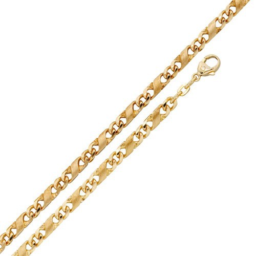Schmuck-Krone - Goldschmuck Kette Collier, 585 Gold Gelbgold, Goldkette massiv teilmattiert, 50cm