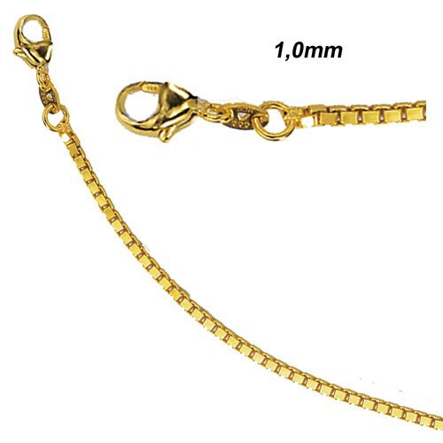 Schmuck-Krone - Goldschmuck 1,0mm Venezianerkette Kette, 585 Gold Gelbgold, Goldkette, 45 cm