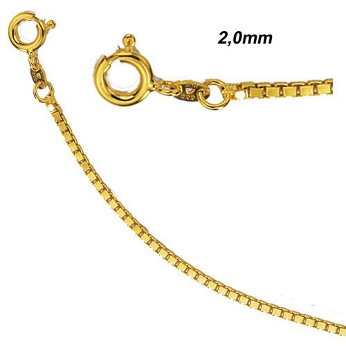Schmuck-Krone - Goldschmuck 2,0mm Venezianerkette Kette, 333 Gold Gelbgold, Goldkette, 80 cm