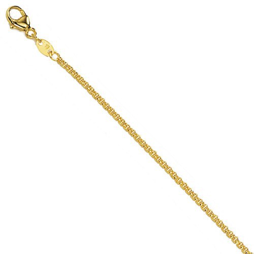 Schmuck-Krone - Goldschmuck 1,5mm Erbskette Kette Collier, 585 Gold Gelbgold, Goldkette, 42 cm