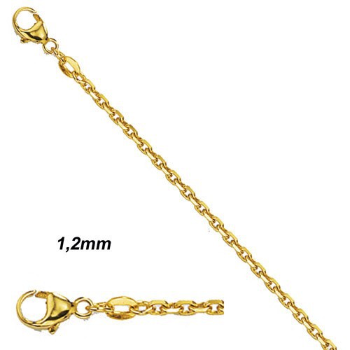 Schmuck-Krone - Goldschmuck 1,2mm Ankerkette Kette Collier, 585 Gold Gelbgold, Goldkette, 45 cm