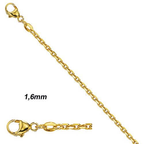 Schmuck-Krone - Goldschmuck 1,6mm Ankerkette Kette Collier, 585 Gold Gelbgold, Goldkette, 45 cm