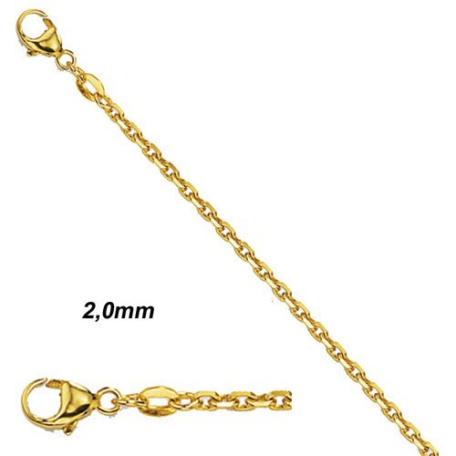 Schmuck-Krone - Goldschmuck 2,0mm Ankerkette Kette Collier, 585 Gold Gelbgold, Goldkette, 45 cm