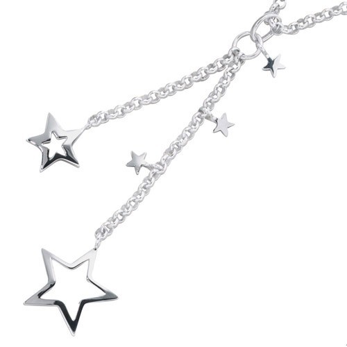 Collier Kette Halskette Y-Kette Damenkette, Sterne, 925 Silber, 45cm