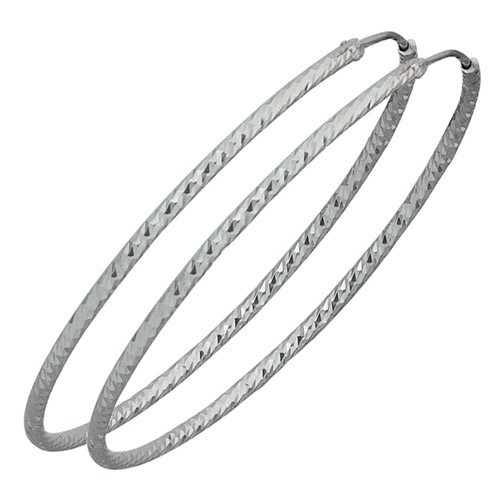 Creolen Creole Ohrringe aus 925 Silber diamantiert, D: 50mm, Damen