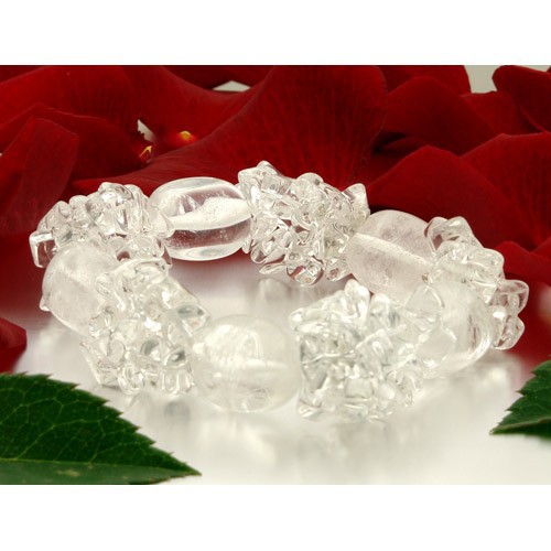 Armschmuck Damen Armband aus echtem Bergkristall, dehnbar