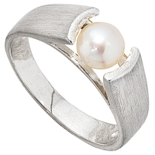 Ring Damenring mit Süßwasser-Perle, 925 Silber, Perlenring für Damen