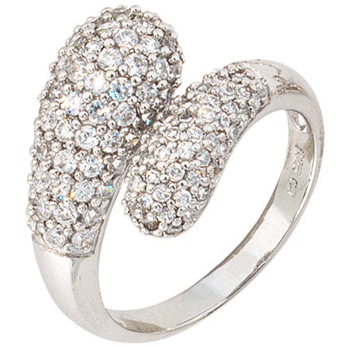 Ring Damenring mit Zirkonia weiß, 925 Silber rhodiniert, für Damen