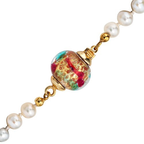 Muranoglas Schließe Kugelschließe multicolor, 925 Silber vergoldet