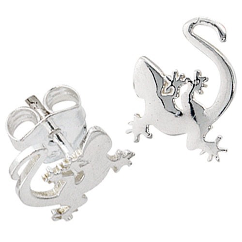 Paar Ohrstecker Stecker Gecko, 925 Silber rhodiniert, Ohrschmuck Damen