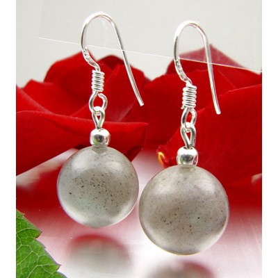 Ohrringe Ohrhänger aus Labradorit & 925 Silber, grau, mit Schimmer