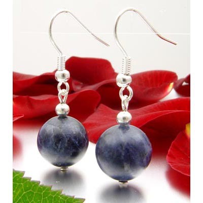 Ohrringe Ohrhänger aus echtem Sodalith & 925 Silber, violett