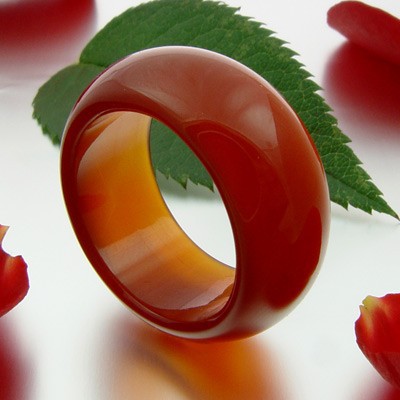 Fingerring Ring aus Karneol glatt rot-orange schlicht