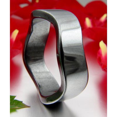 Hämatitring, Ring aus Hämatit, 6mm gewellt, grau