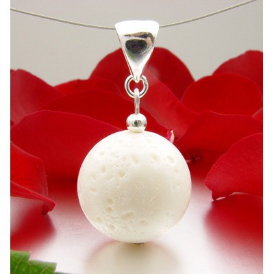 Schmuck-Krone - Edelsteinschmuck Anh�nger aus wei�er Bambuskoralle & 925er Silber