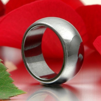 Breiter Ring aus Hämatit, Steinring glatt grau UNISEX