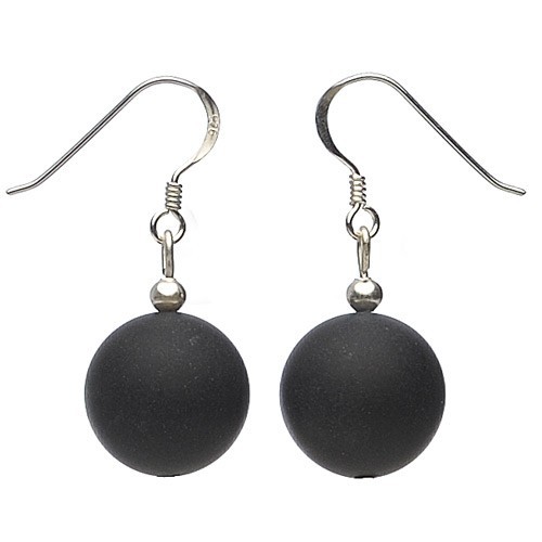 Ohrringe Ohrhänger aus Onyx & 925 Silber, schwarz, matt, Ohrschmuck