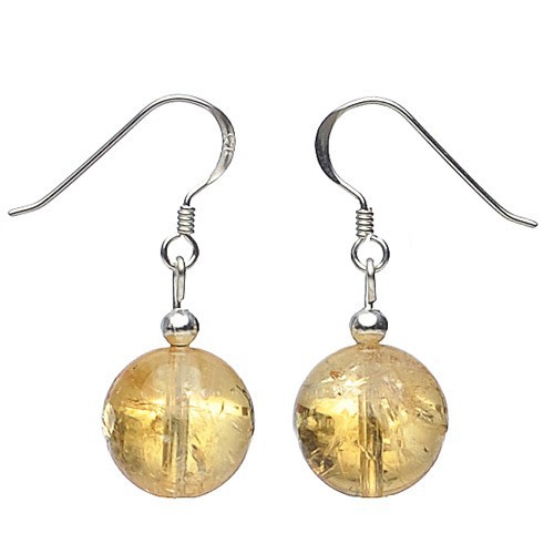 Ohrringe Ohrhänger, echter Citrin & 925 Silber, gelb-orange, für Damen