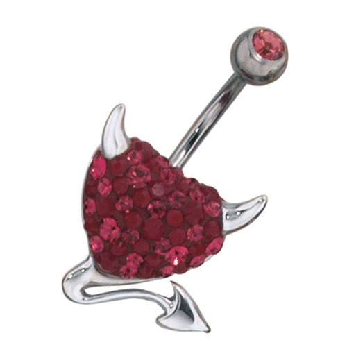 Bild Piercing Herz rot, mit Swarovski Elements, 925 Silber rhodiniert, Damen