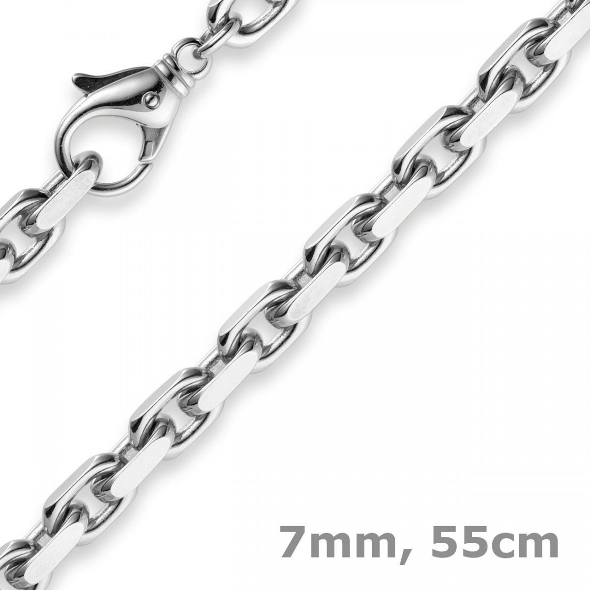 7mm Kette Collier Ankerkette Halskette 585 Gold Weißgold 55cm Herren