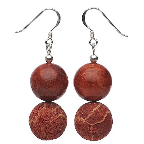 Ohrringe Ohrhänger aus Korallen Schaumkorallen glatt & mit Poren 925